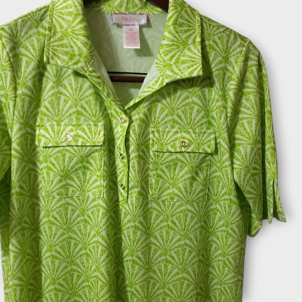 Stella Parker Collection Green Palm Geometric Print Preppy Shift Dress Medium